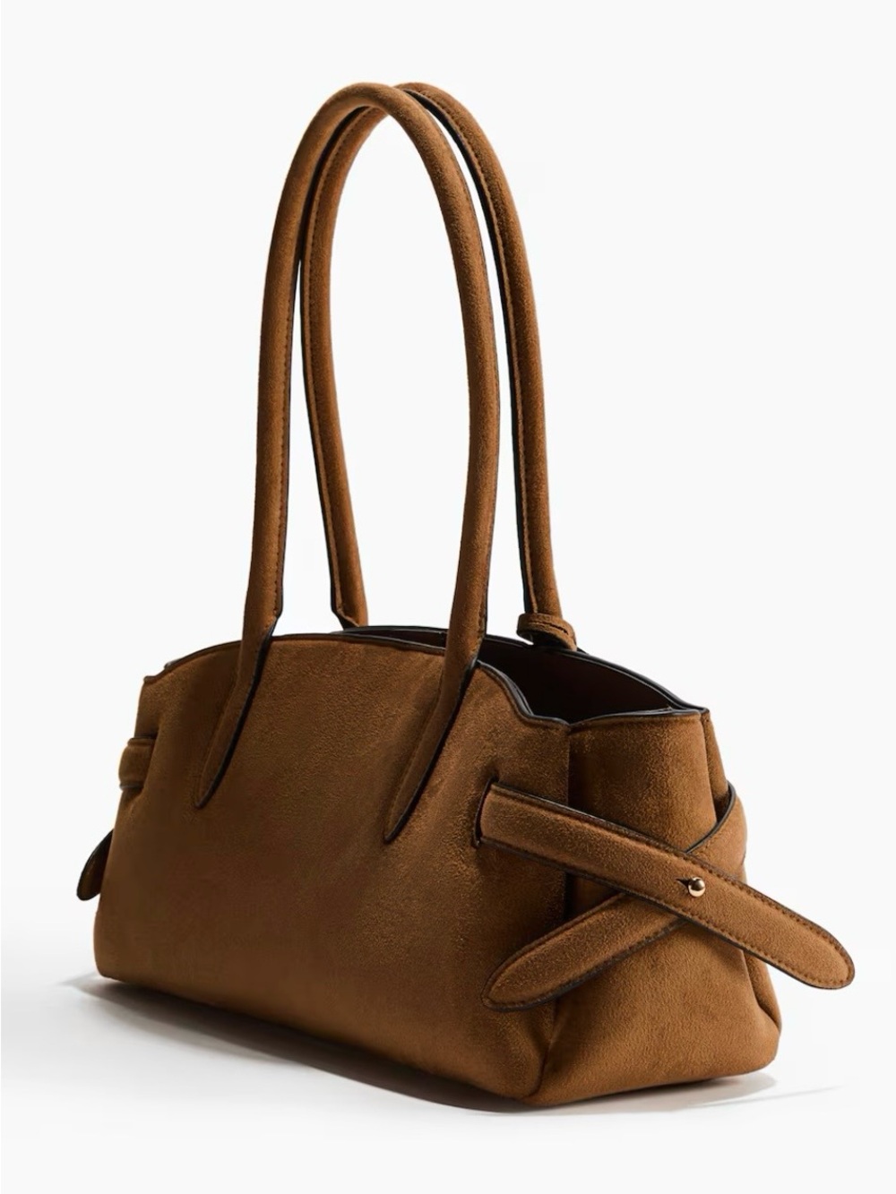 H&M brown leather handbag with buckle detail- never used